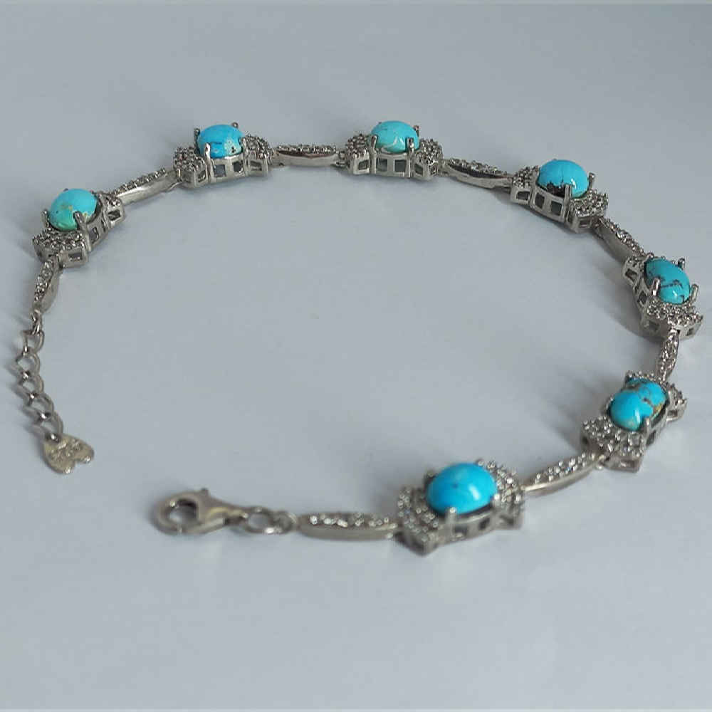 Price and Buy Silver Bracelet with Turquoise Gemstone for Women Laya - Image 4