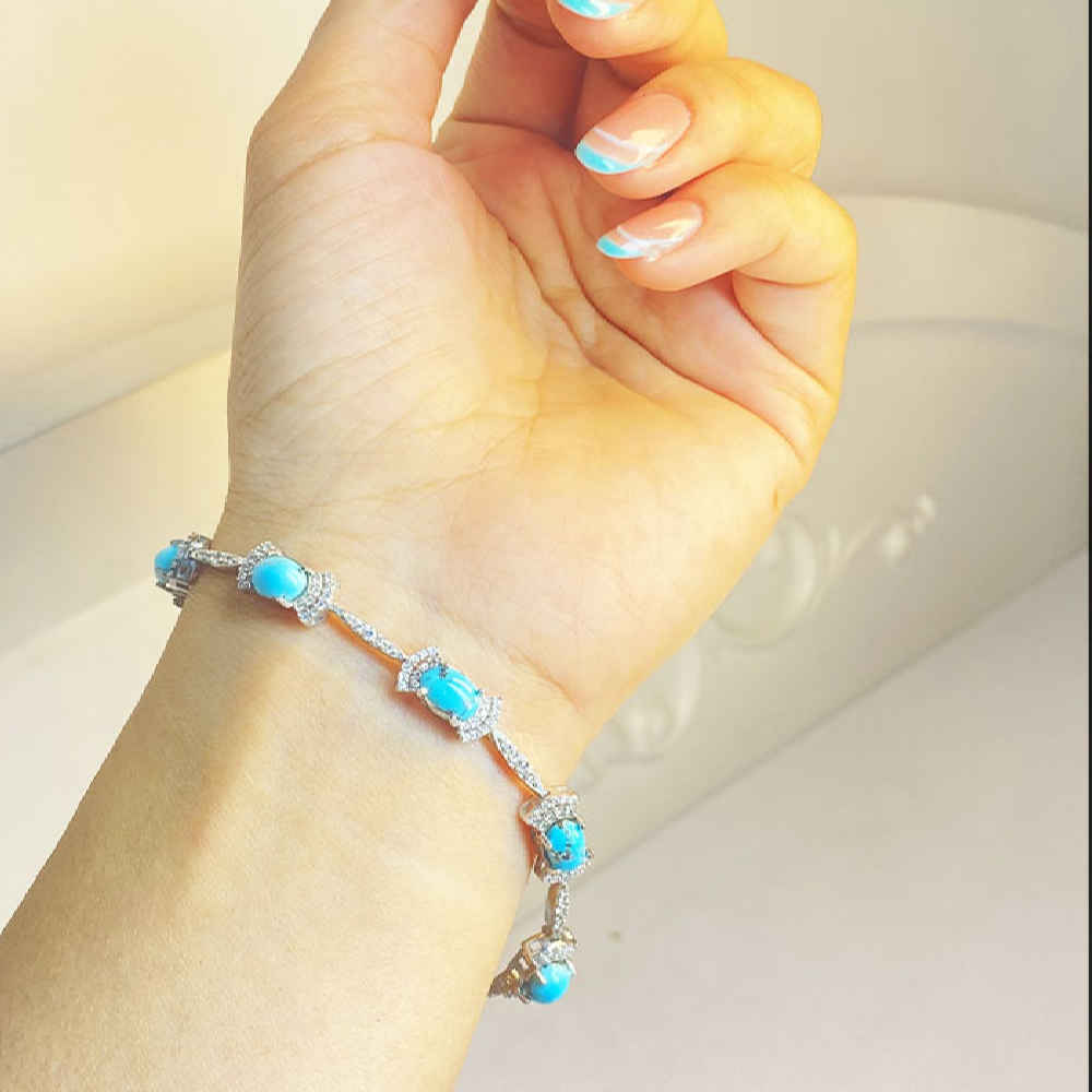 Price and Buy Silver Bracelet with Turquoise Gemstone for Women Laya - Image 5