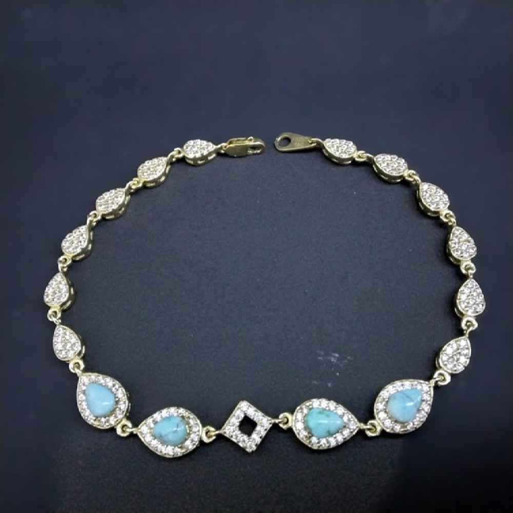 Price and Buy Silver Bracelet with Turquoise Gemstone for Women Mana - Image 3