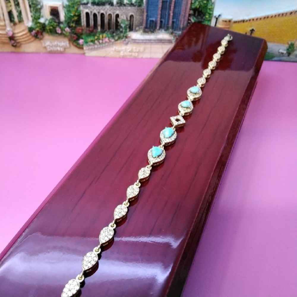 Price and Buy Silver Bracelet with Turquoise Gemstone for Women Mana - Image 4