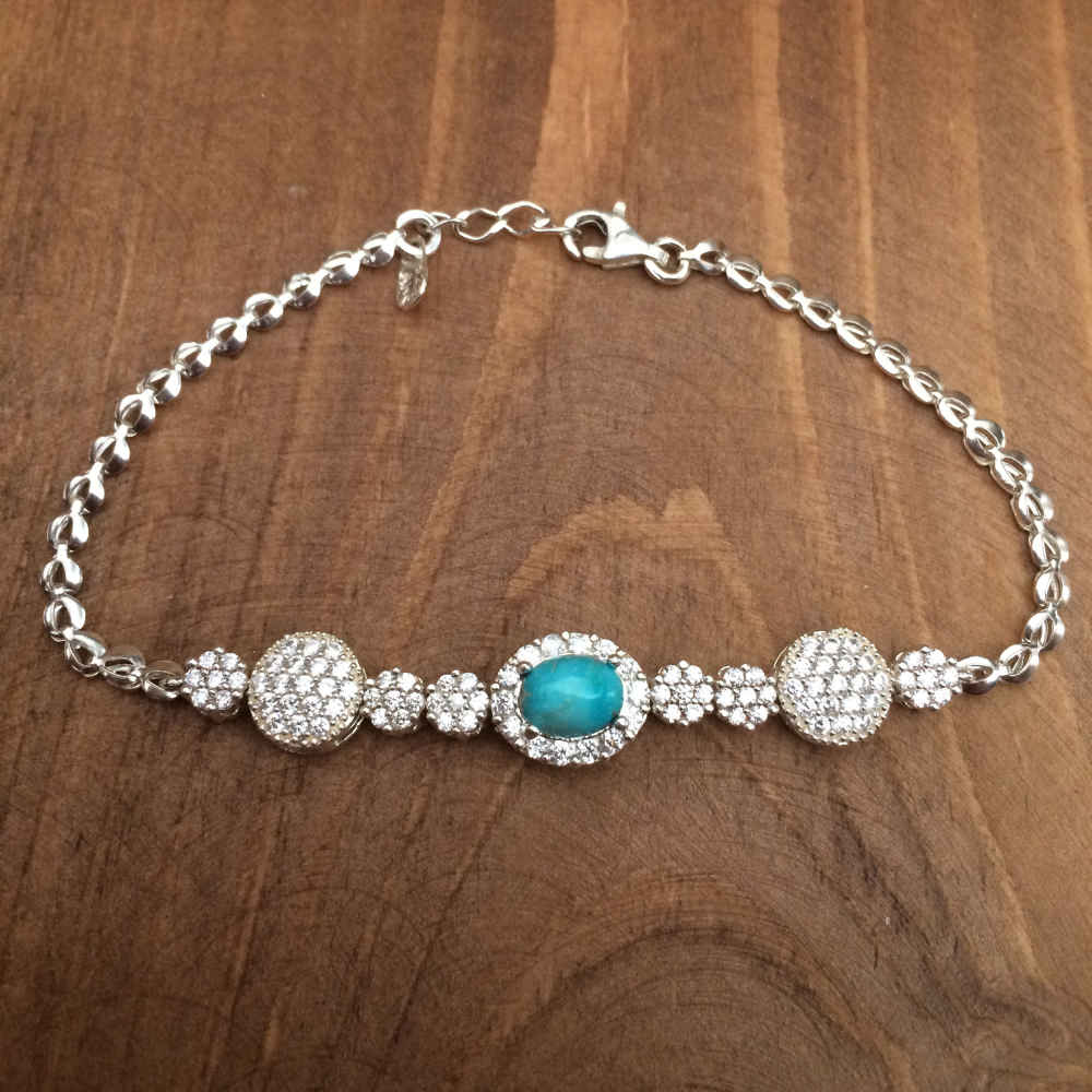 Price and Buy Silver Bracelet with Turquoise Gemstone for Women Sana