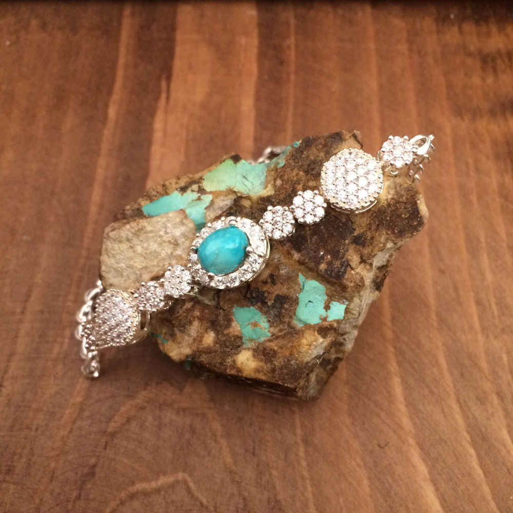 Price and Buy Silver Bracelet with Turquoise Gemstone for Women Sana - Image 3