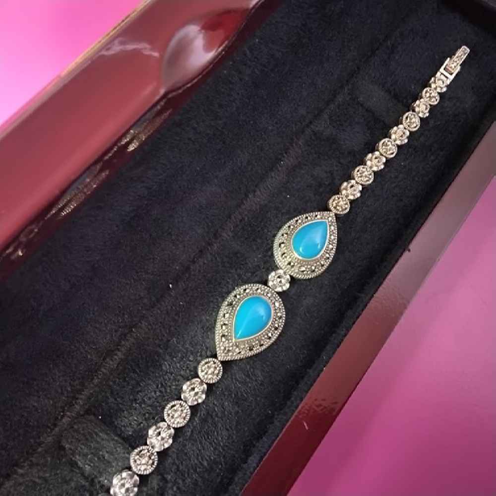 Price and Buy Silver Bracelet with Turquoise Gemstone for Women Sara - Image 3
