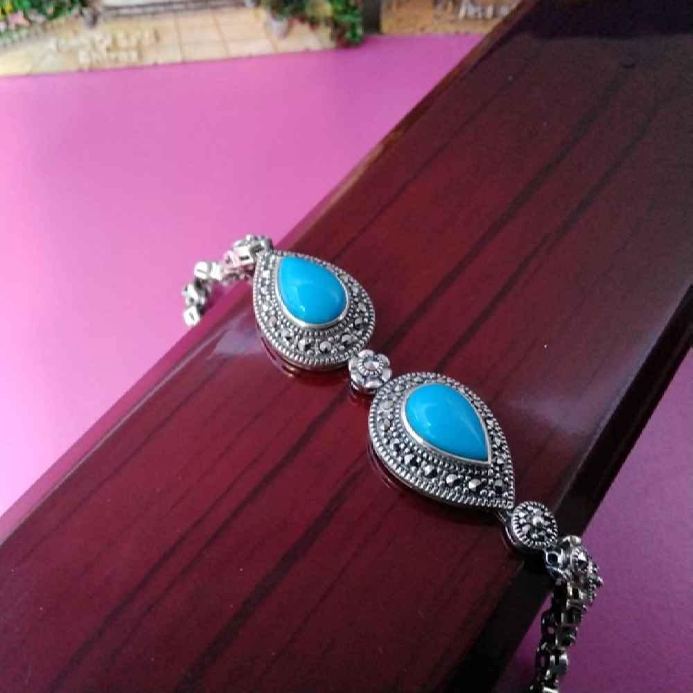 Price and Buy Silver Bracelet with Turquoise Gemstone for Women Sara - Image 4