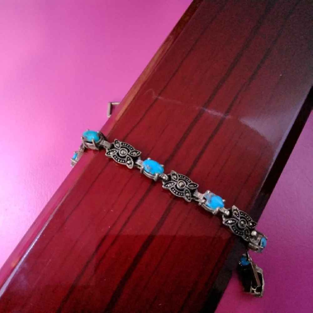 Price and Buy Silver Bracelet with Turquoise Gemstone for Women Vala - Image 3