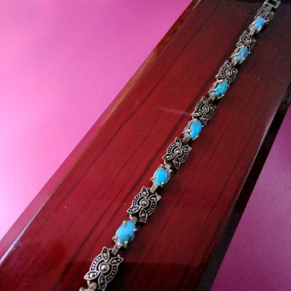 Price and Buy Silver Bracelet with Turquoise Gemstone for Women Vala - Image 4