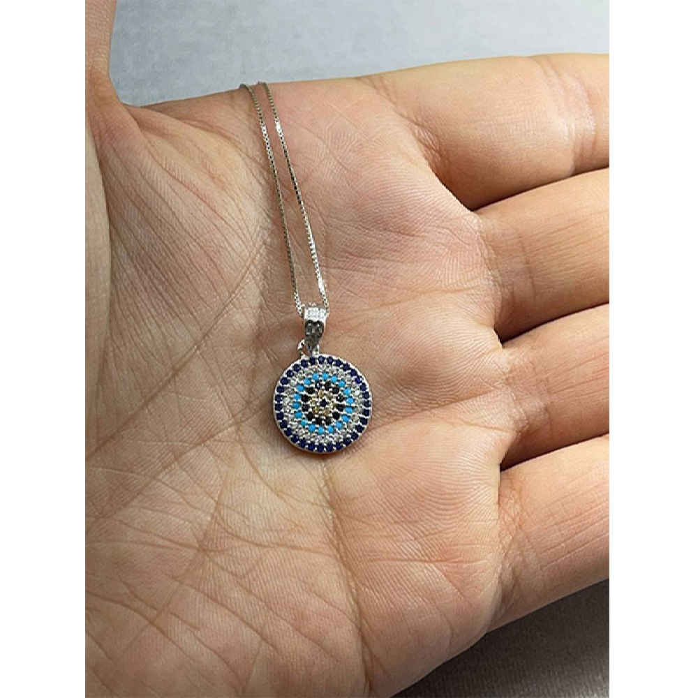 Price and Buy Silver Necklace with Evil Eye Theme Circle - Image 3