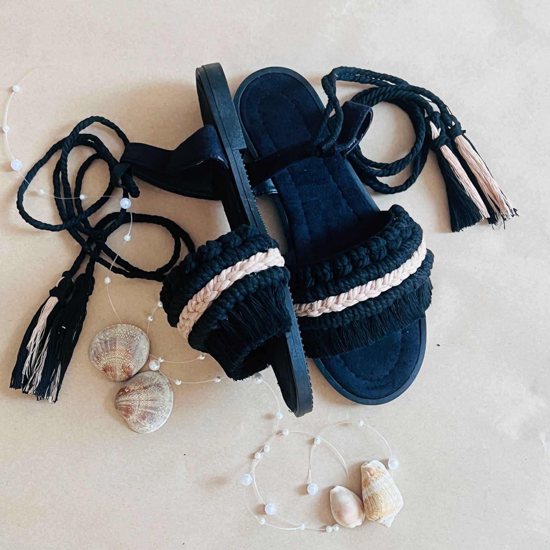 Price and Buy Sling Back Flat Macrame Sandals with Boho Design Handcrafted - Image 3