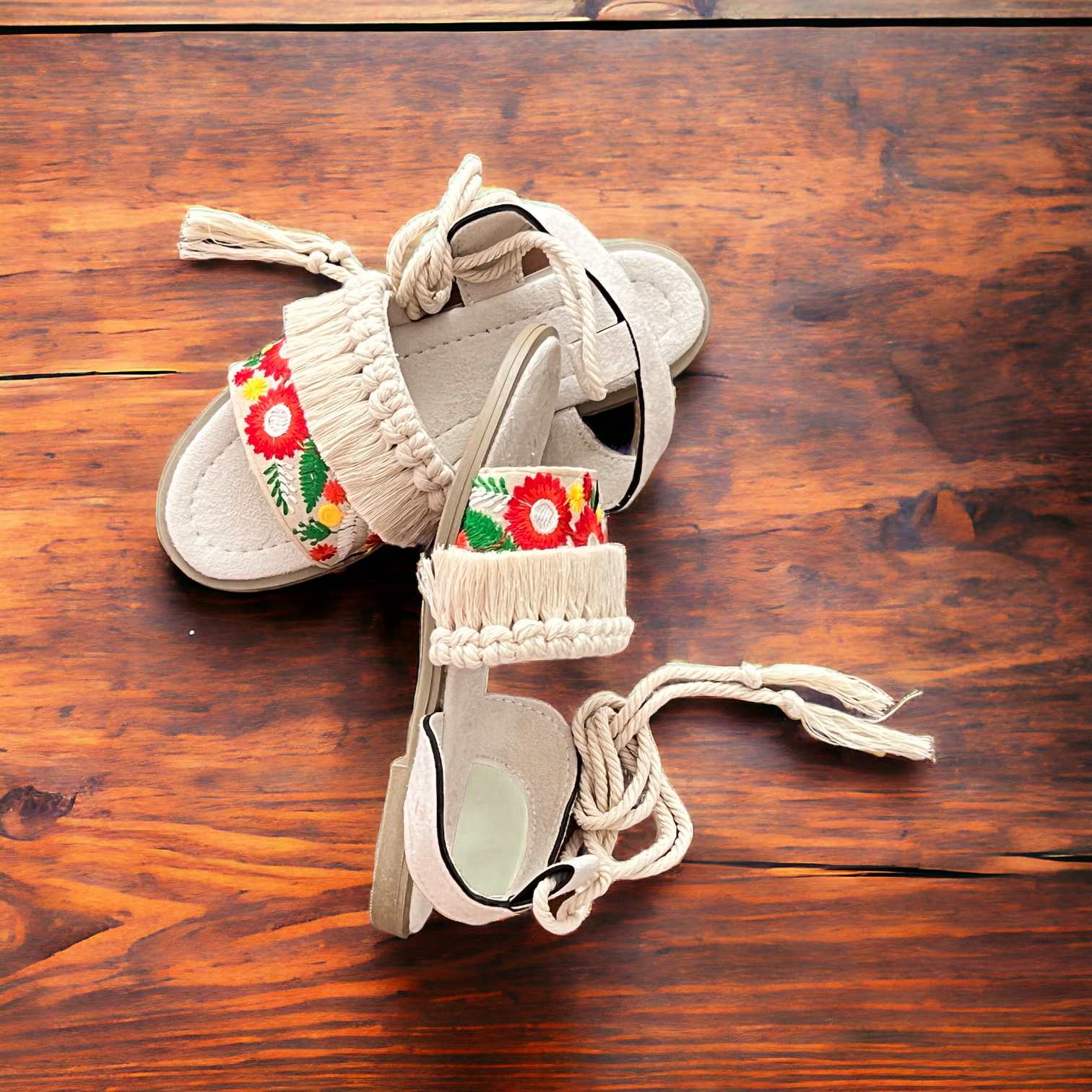 Price and Buy Slingback Flat Sandals Hand-embroidered Boho Design - Image 4