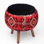 Price and Buy Small Decorative Persian Ottoman – Iranian Pattern with Durable Wooden Base