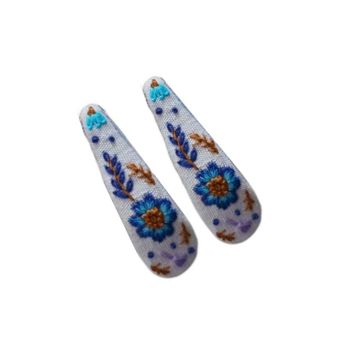 Price and Buy Snap Hair Clip Set Drop Shape with Blue Flower Design