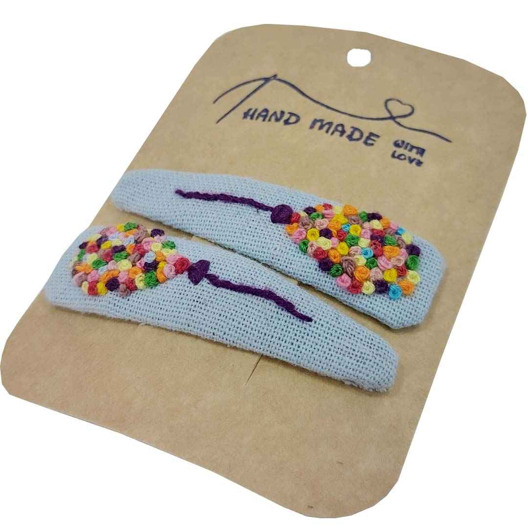 Price and Buy Snap Hair Clip Set of 2 with Hand-Embroidered Balloon Design - Image 4