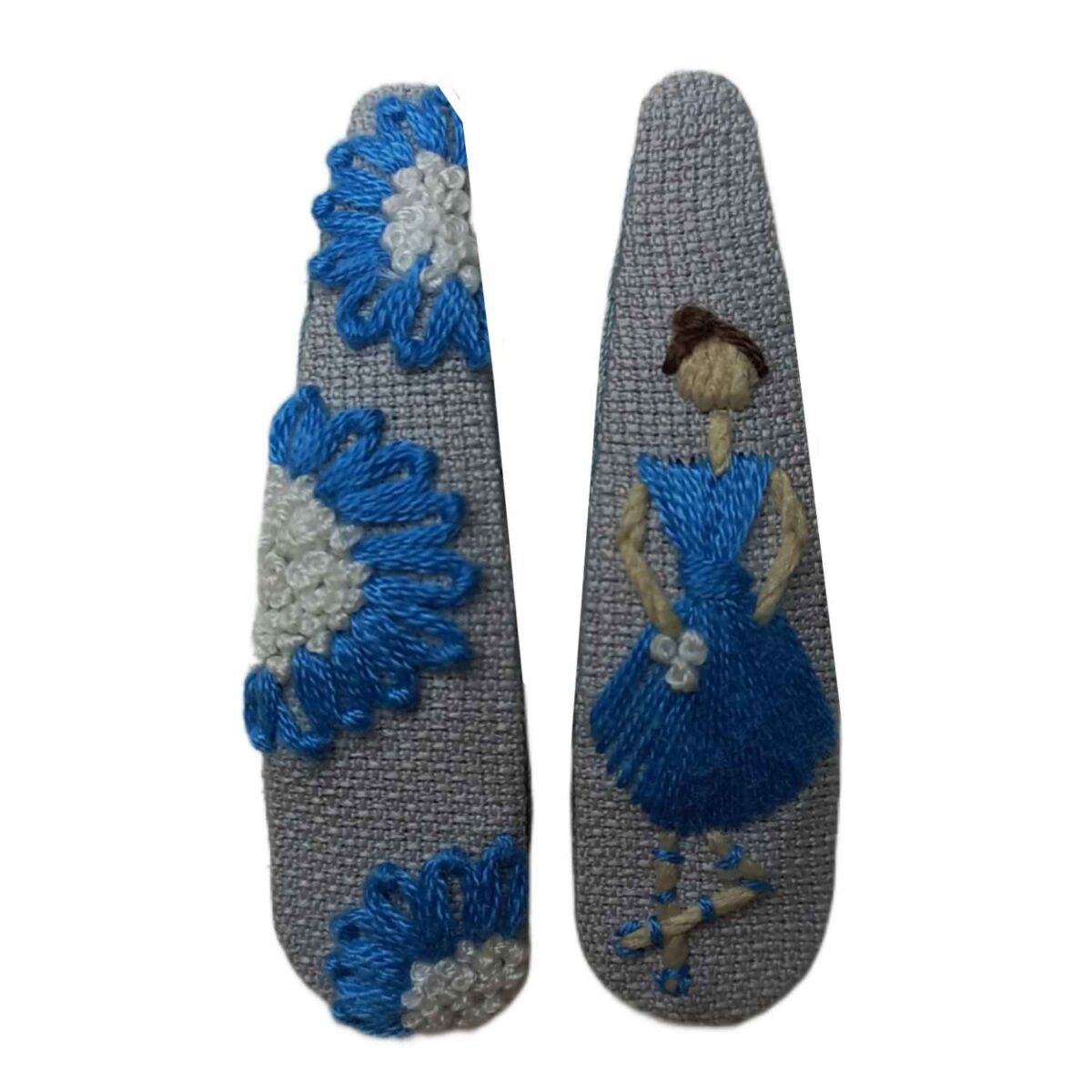 Price and Buy Snap Hair Clip Set with Hand-Embroidered Ballerina Girl Design - Image 3