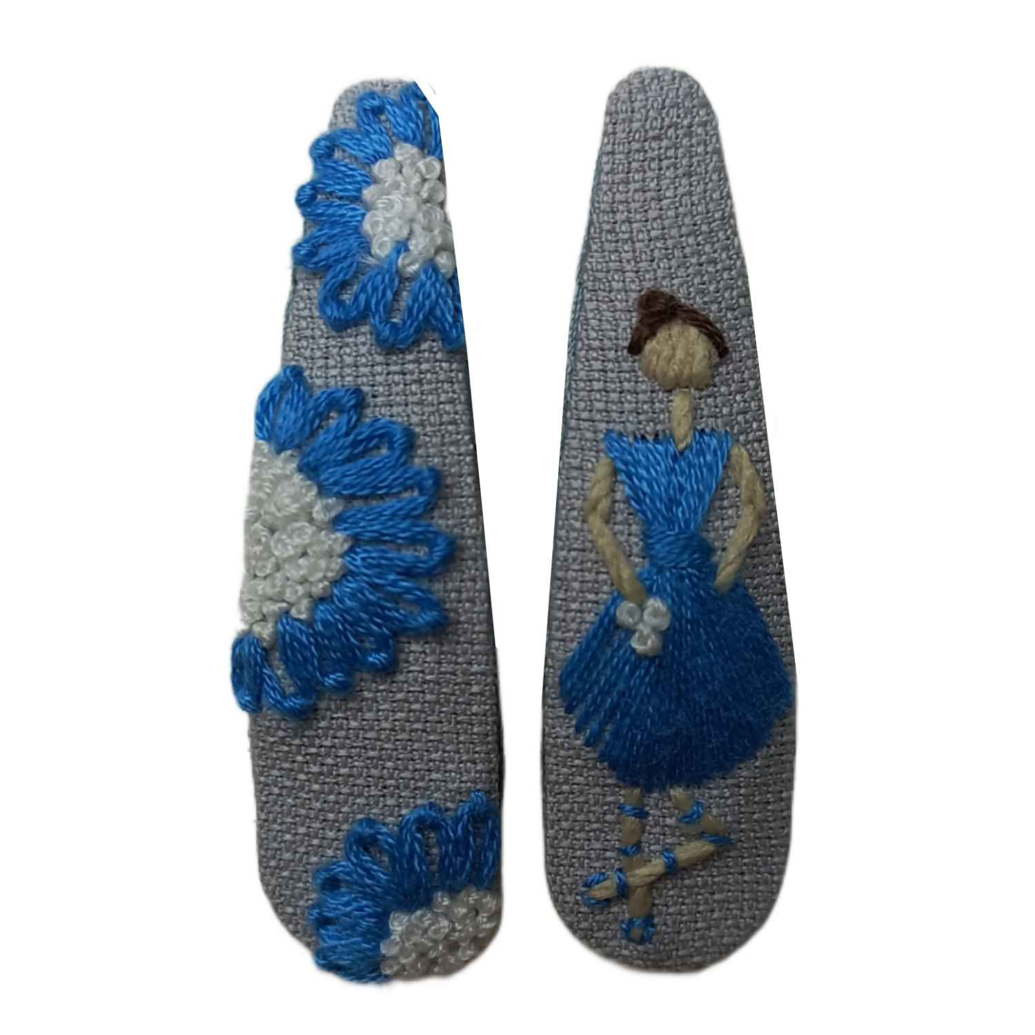Price and Buy Snap Hair Clip Set with Hand-Embroidered Ballerina Girl Design - Image 3