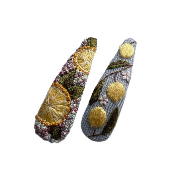 Price and Buy Snap Hair Clip Set with Hand-Embroidered Lemon Design_68fe0437b3b1c.jpeg Price and Buy Snap Hair Clip Set with Hand-Embroidered Lemon Design