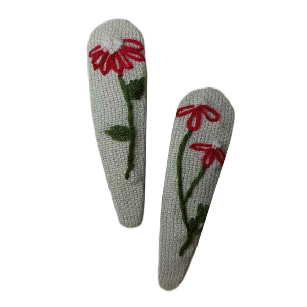 Price and Buy Snap Hair Clip Set with Hand-Embroidered Red Chamomile Design_68fe050a2f408.jpeg Price and Buy Snap Hair Clip Set with Hand-Embroidered Red Chamomile Design