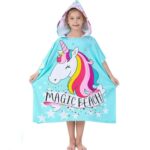 Price and Buy Soft Blue Kids’ Bath Towel Poncho with Unicorn Pattern