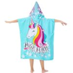 Price and Buy Soft Blue Kids’ Bath Towel Poncho with Unicorn Pattern - Image 3