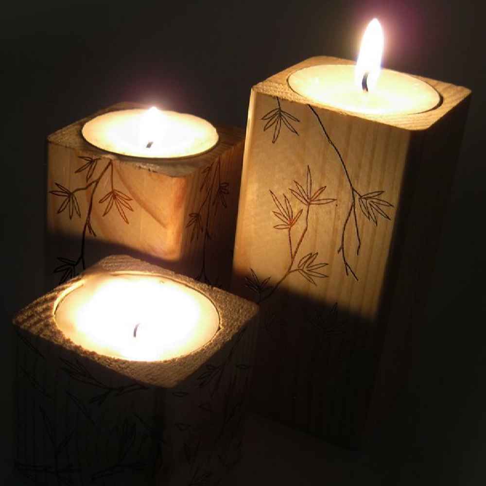 Price and Buy Solid Wooden Cube Tealight Holder Set of 3 / Barg - Image 3