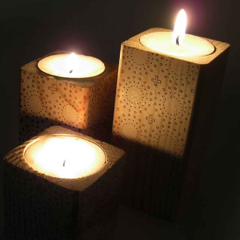 Price and Buy Solid Wooden Cube Tealight Holder Set of 3 / Deco - Image 3