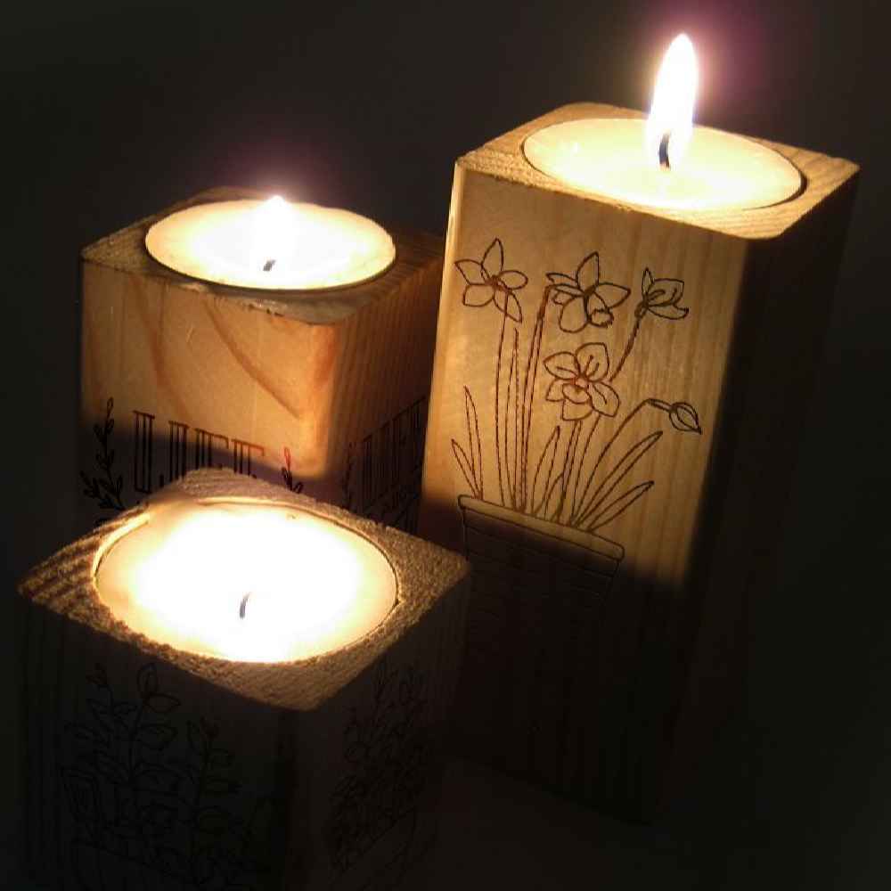 Price and Buy Solid Wooden Cube Tealight Holder Set of 3 / Life - Image 3