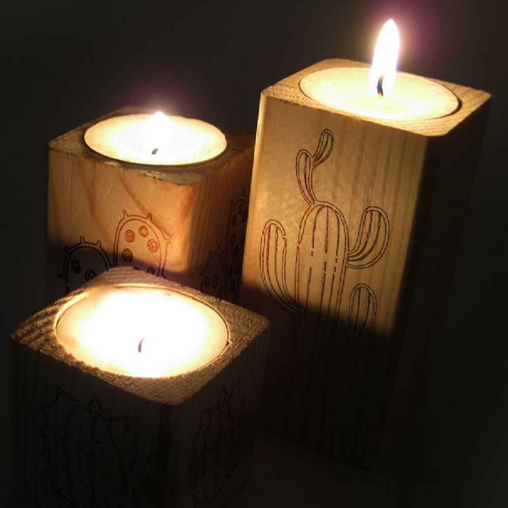 Price and Buy Solid Wooden Cube Tealight Holder Set of 3 / Vase - Image 3