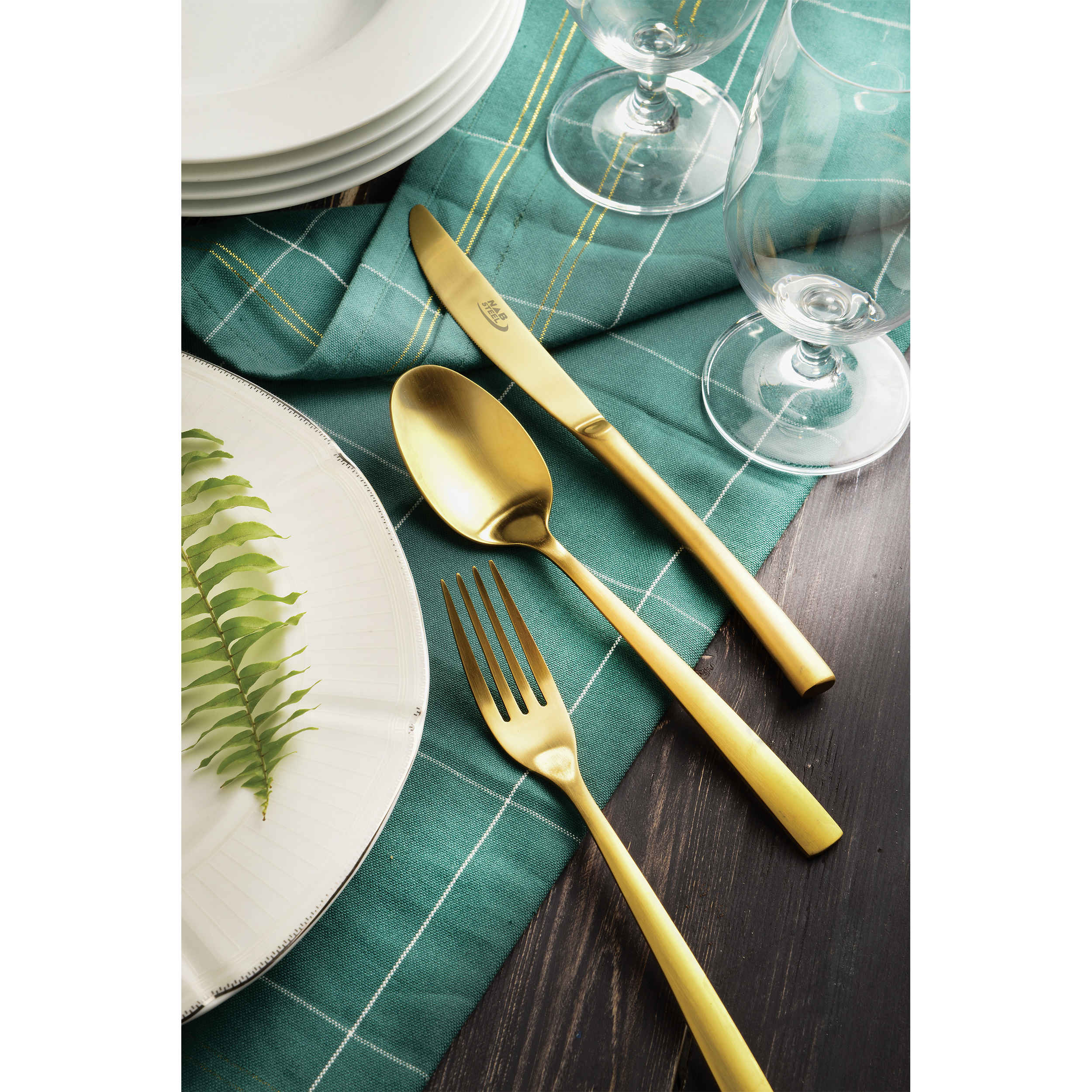 Price and Buy Spoon and Fork Flatware Set Dishwasher Safe 12 Pcs Model Gold - Image 3