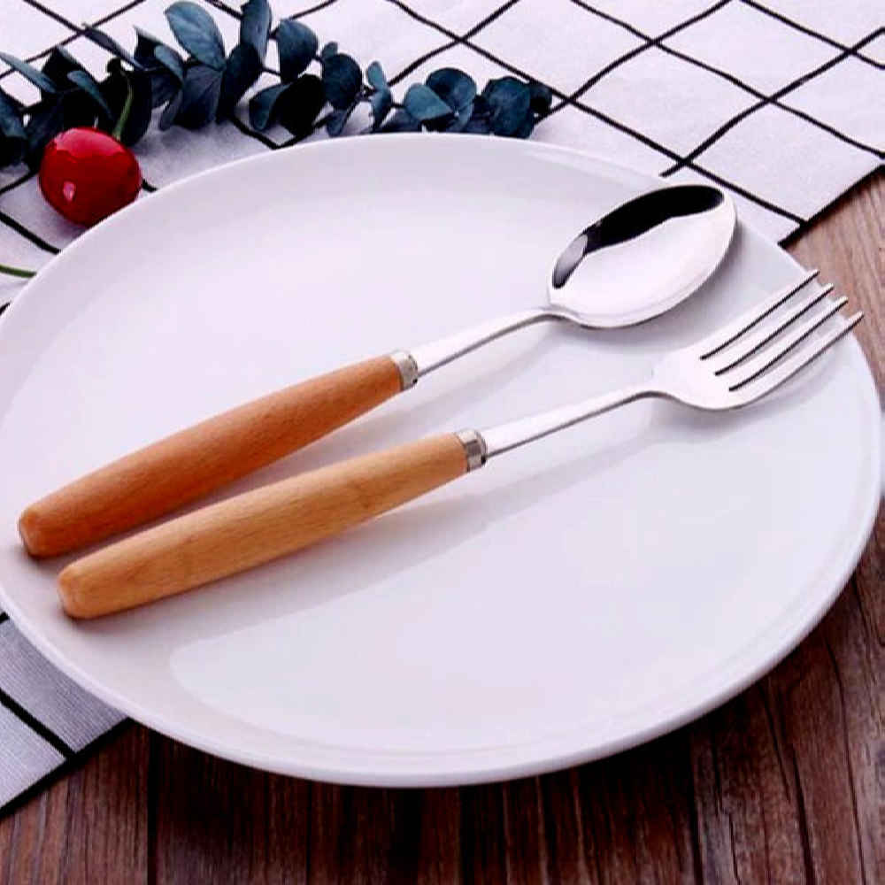 Price and Buy Spoon and Fork Flatware Set Dishwasher Safe With Wooden Handle - Image 3
