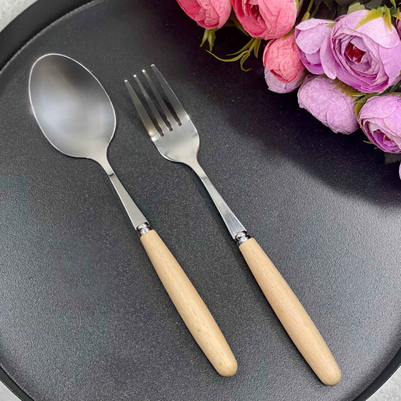 Price and Buy Spoon and Fork Flatware Set Dishwasher Safe With Wooden Handle - Image 4
