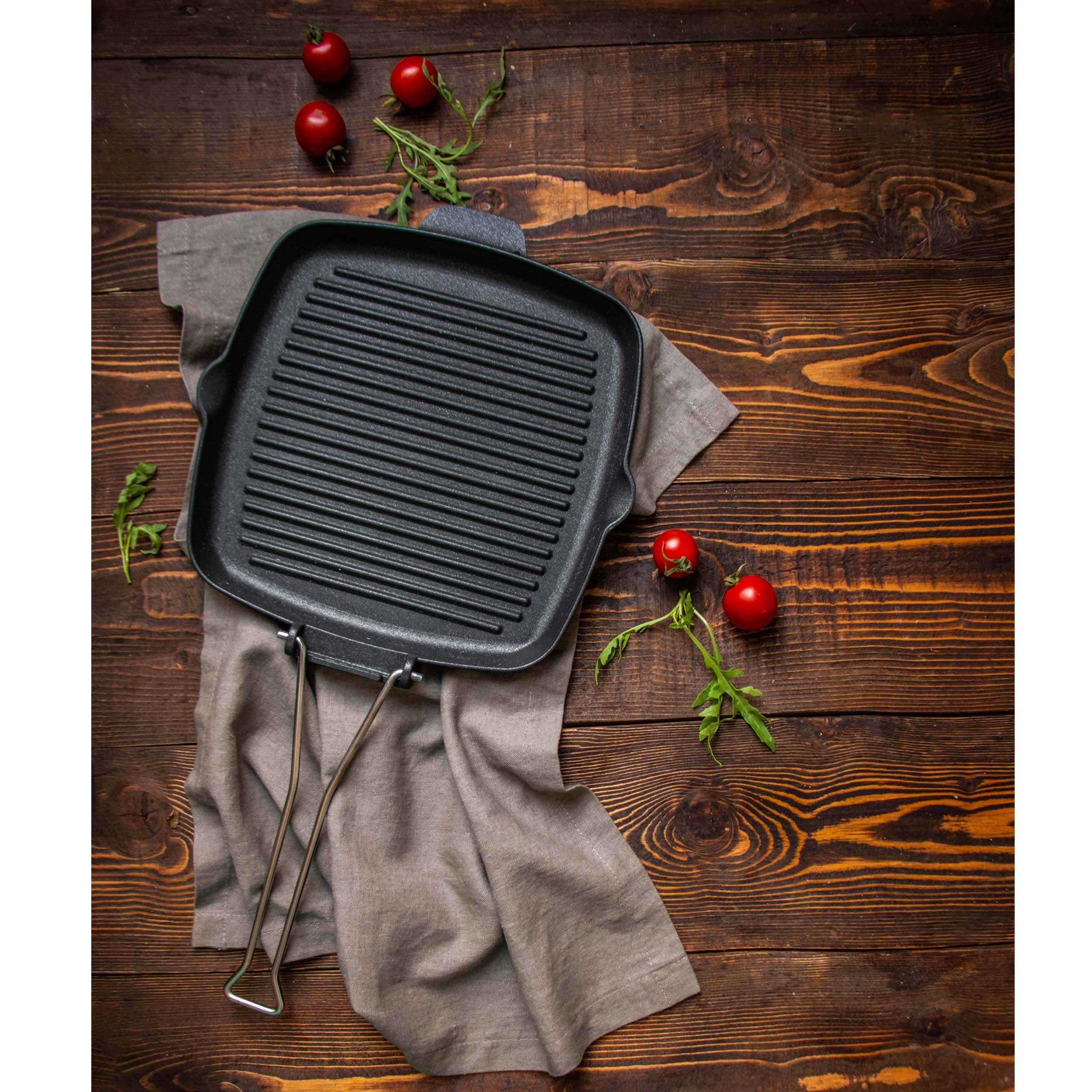 Price and Buy Square Cast Iron Grill Skillet for Camping & Outdoor – 26 cm - Image 4