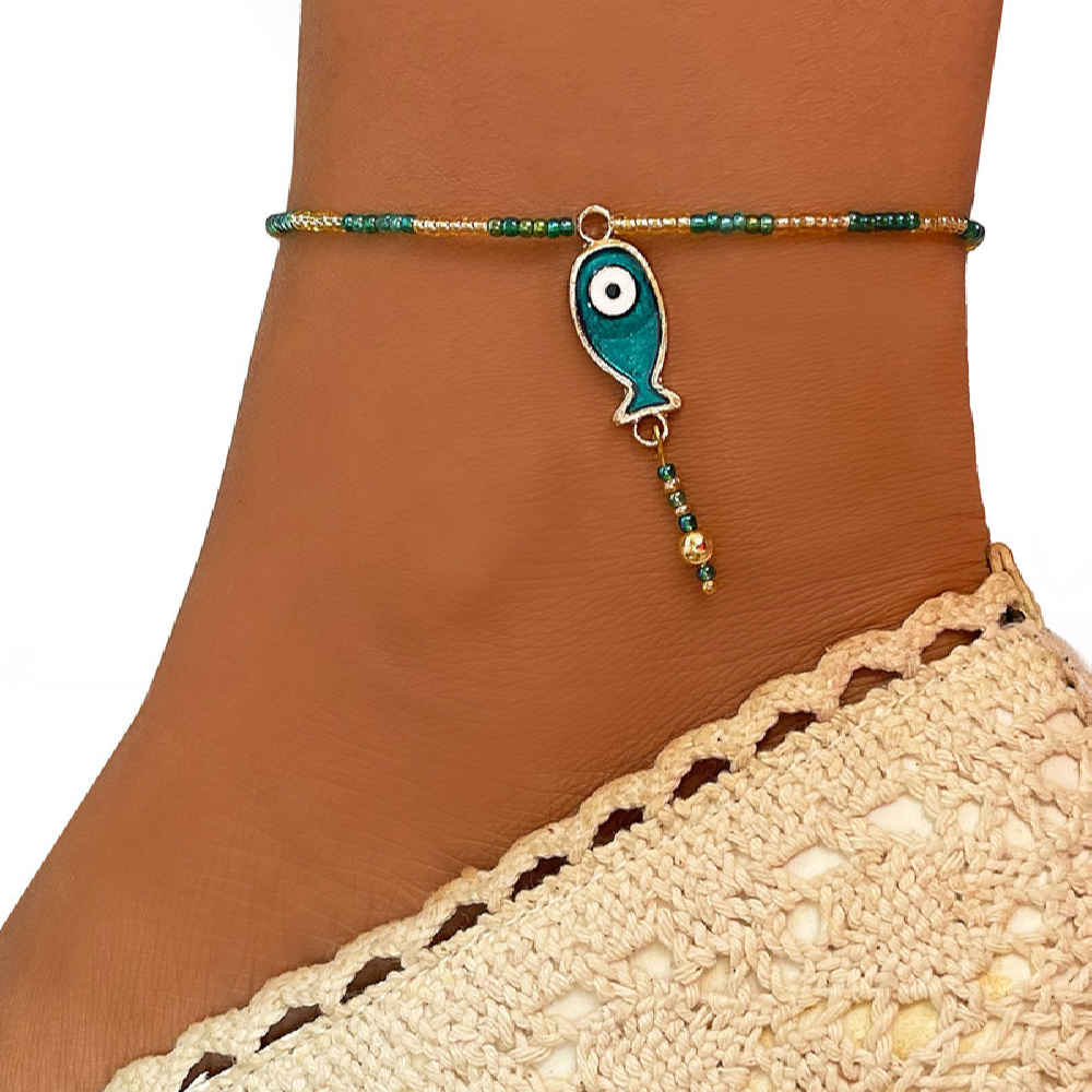 Price and Buy Steel Cheshm Nazar Beaded Anklet Model Fish - Image 3