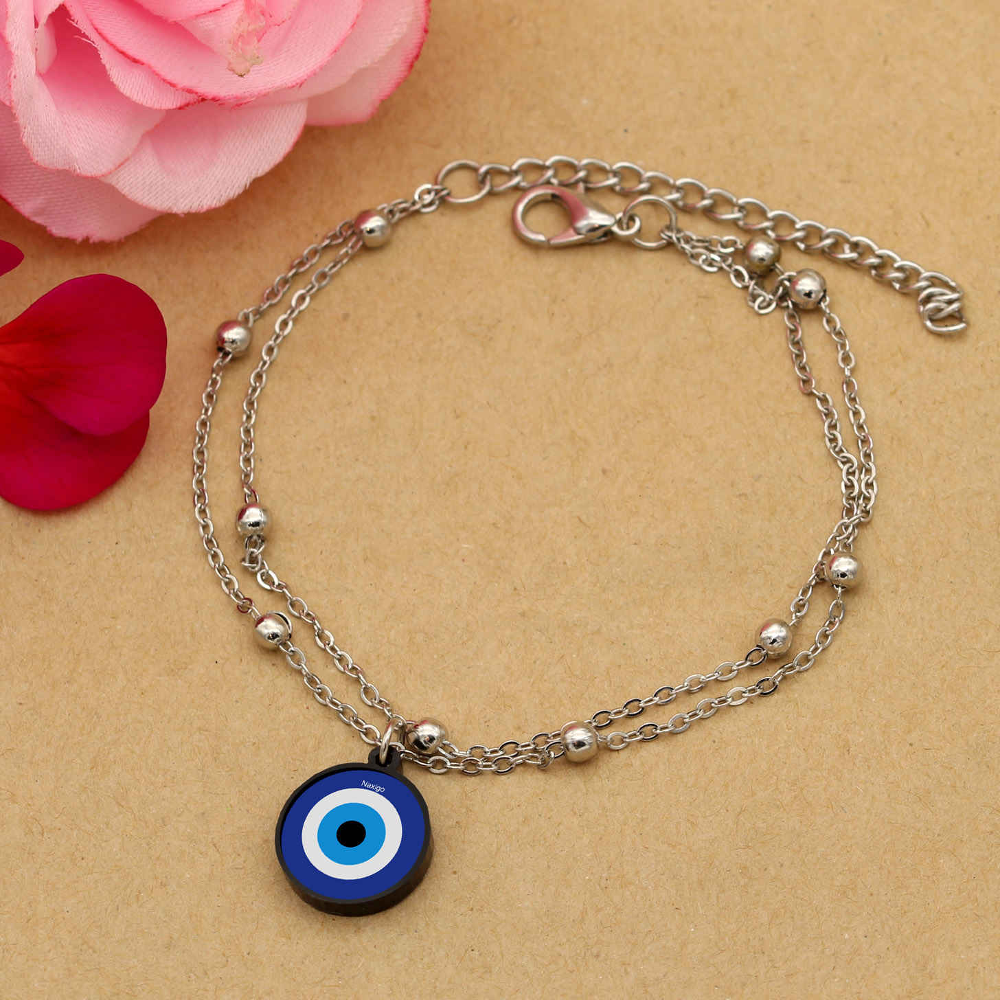 Price and Buy Steel Cheshm Nazar Layered Anklet Model Phosphorescent - Image 5