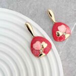 Price and Buy Steel Minakari Dangle Earrings Meenakari with Pink Enamel Flowers