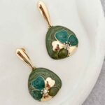 Price and Buy Steel Minakari Green Enamel Flower Drop Earrings for Woman