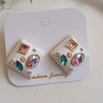 Price and Buy Steel Minakari Handmade Enamel Drop Earrings with Gemstones - Image 3