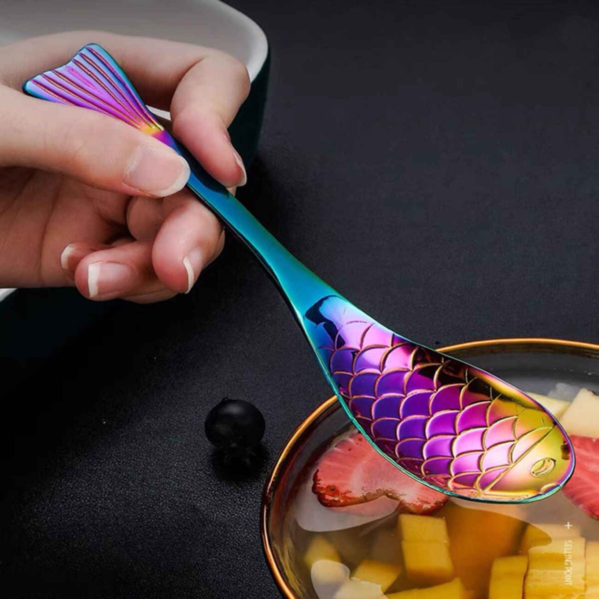 Price and Buy Steel Nut Serving Spoon with Fish Design Set – 3 Pieces - Image 5