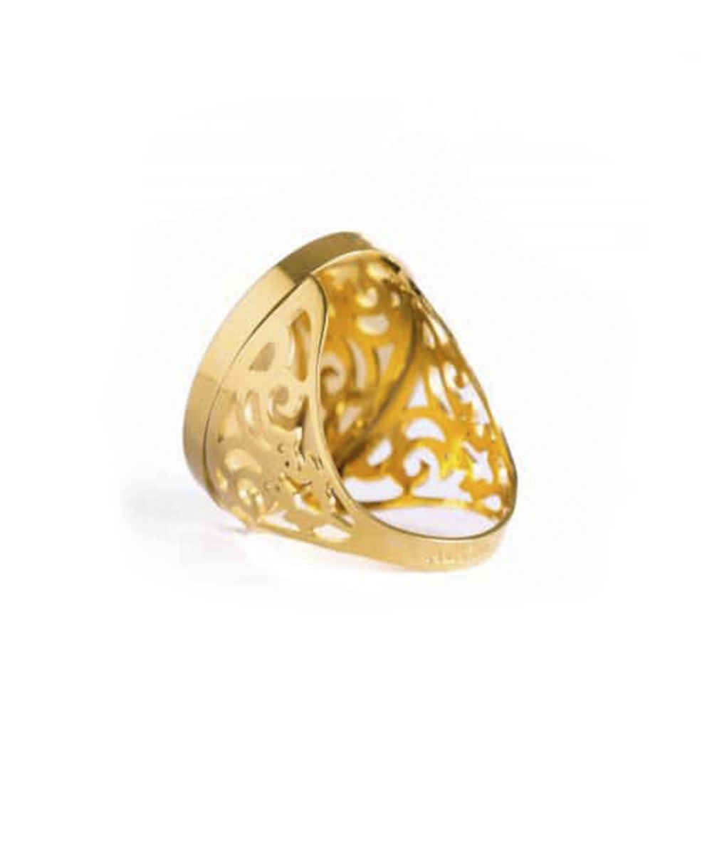 Price and Buy Steel Signet Ring with Garnet Resin Covered and Gold Plated Man Calligraphy - Image 3