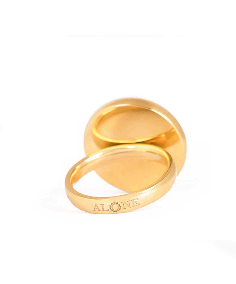 Price and Buy Steel Signet Ring with Lapis Resin Covered and Gold Plated Cheshm Symbol - Image 5