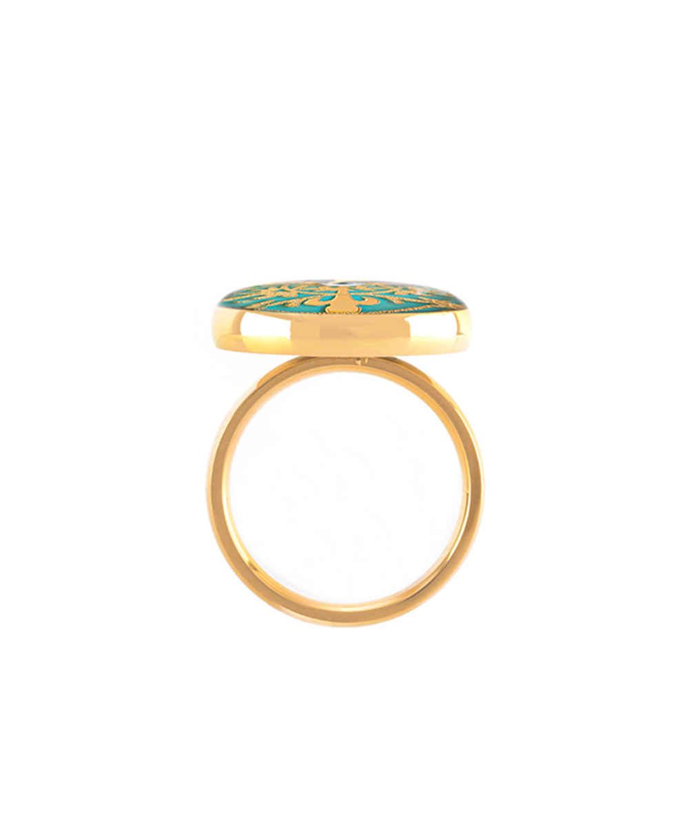 Price and Buy Steel Signet Ring with Turquoise Resin Covered and Gold Plated Evil Eye Symbol - Image 4