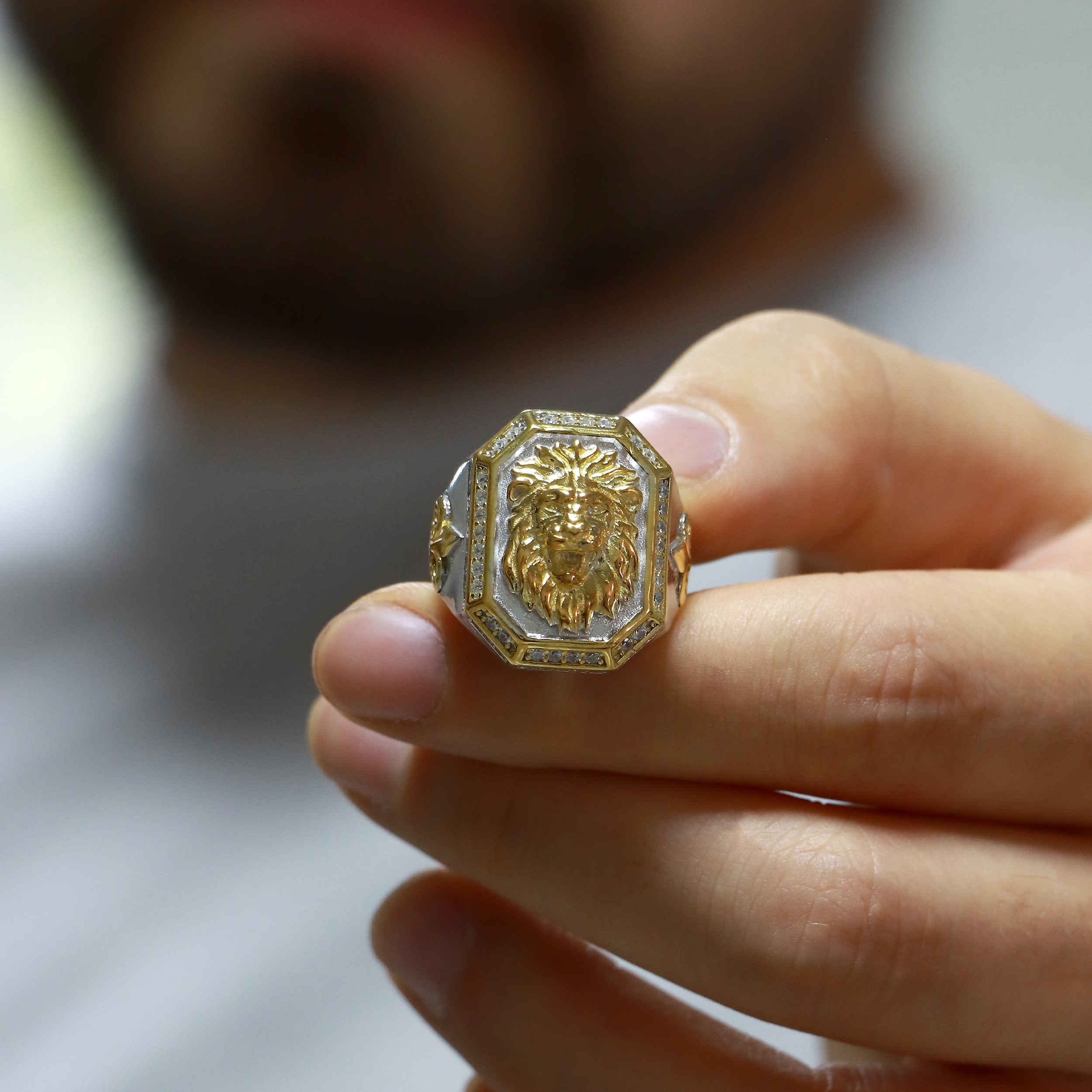 Price and Buy Sterling Silver Lion Face Engraved Signet Ring for Men - Image 7