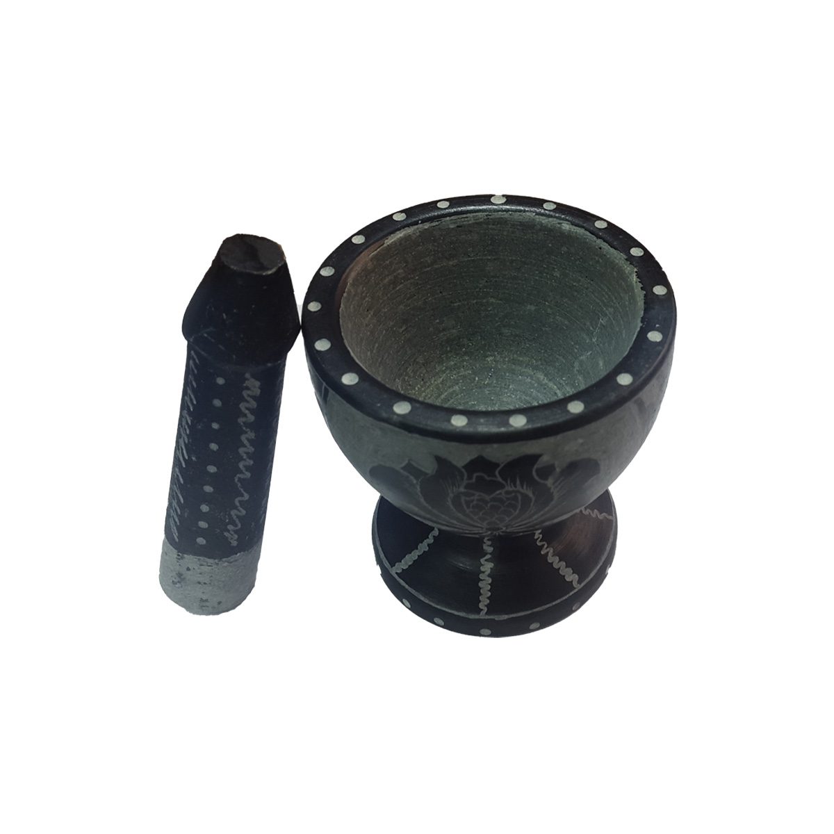 Price and Buy Stone Mortar & Pestle Set Handcrafted for Herb and Spice in Black - Image 3