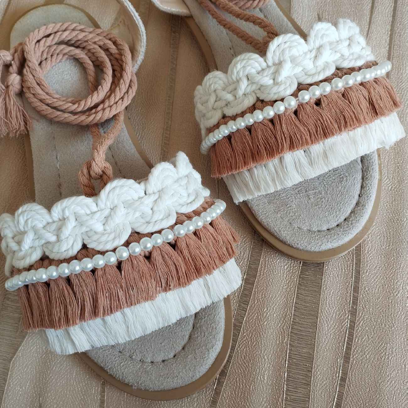 Price and Buy Strapped Macrame Sandal – Boho Style with Pearl Design - Image 5