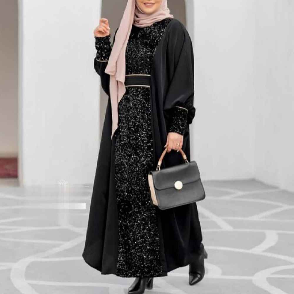 Price and Buy Stylish Abaya for Women Elegant Black With Sparkly Sequin - Image 5