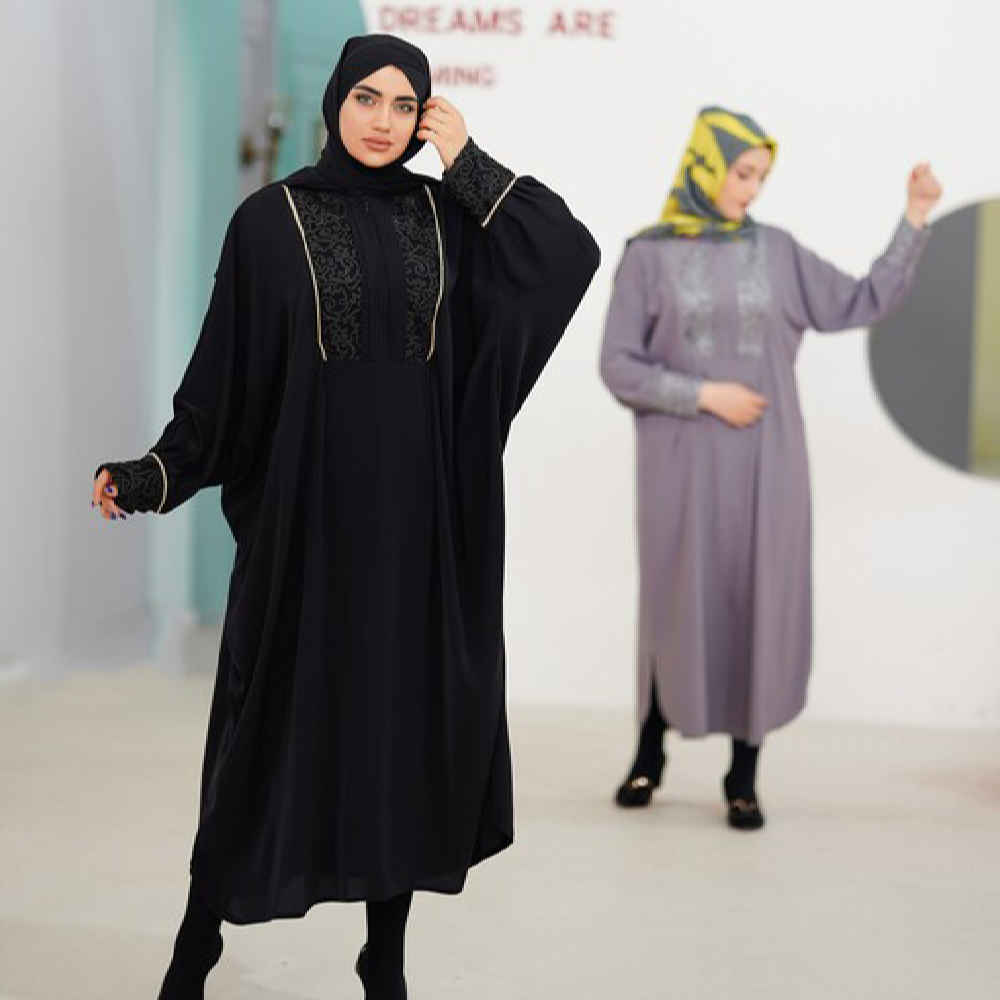 Price and Buy Stylish Butterfly Abaya for Muslim Women – Black Crepe Fabric - Image 4