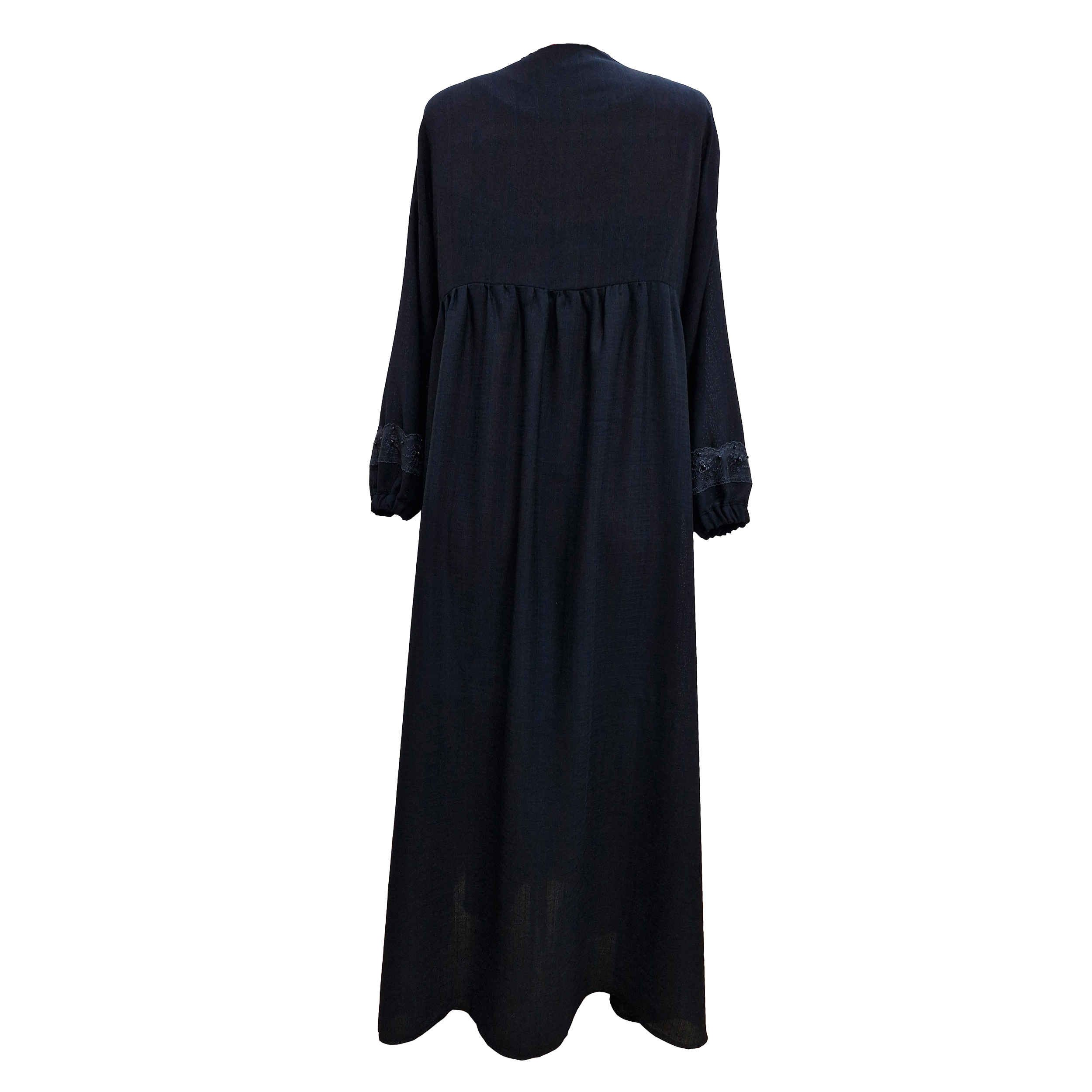 Price and Buy Stylish Loose Fit Abaya for Muslim Women in Black Crepe Fabric - Image 3