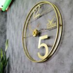 Price and Buy Stylish Wall Clock – Slim Metal Frame Design in Golden Color - Image 3