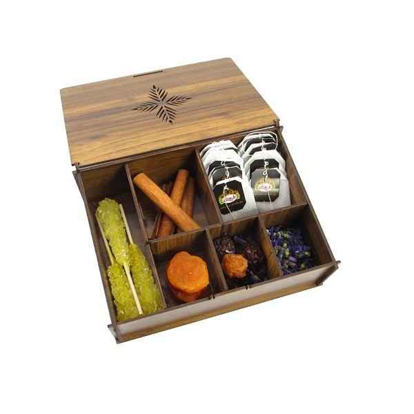 Price and Buy Sunny-Themed Wooden Tea Storage Box with Persian Details - Image 3