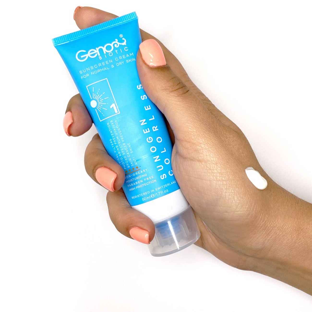 Price and Buy Sunscreen Cream for Dry Skin & Normal  – Colorless – Geno Biotic SPF50, 50 ml (pack of 2) - Image 4