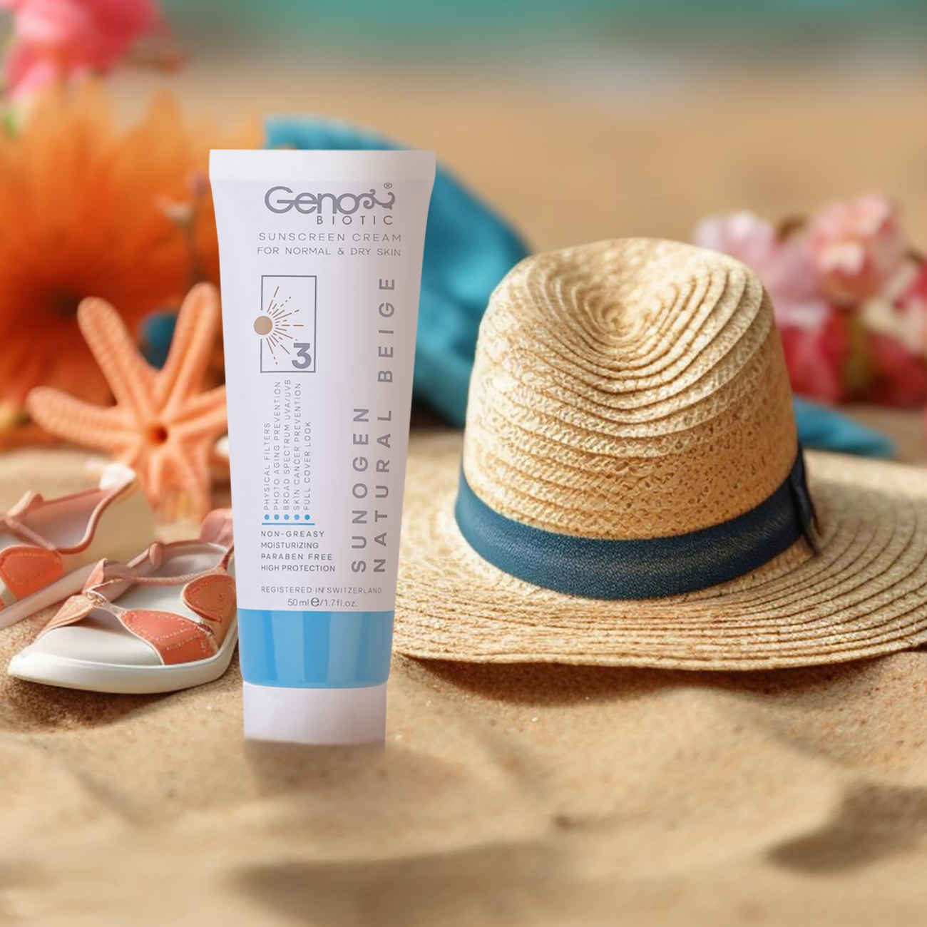 Price and Buy Sunscreen Cream for Dry Skin & Normal  – Natural Beige Color – Genobiotic SPF50 Tinted (pack of 2) - Image 5