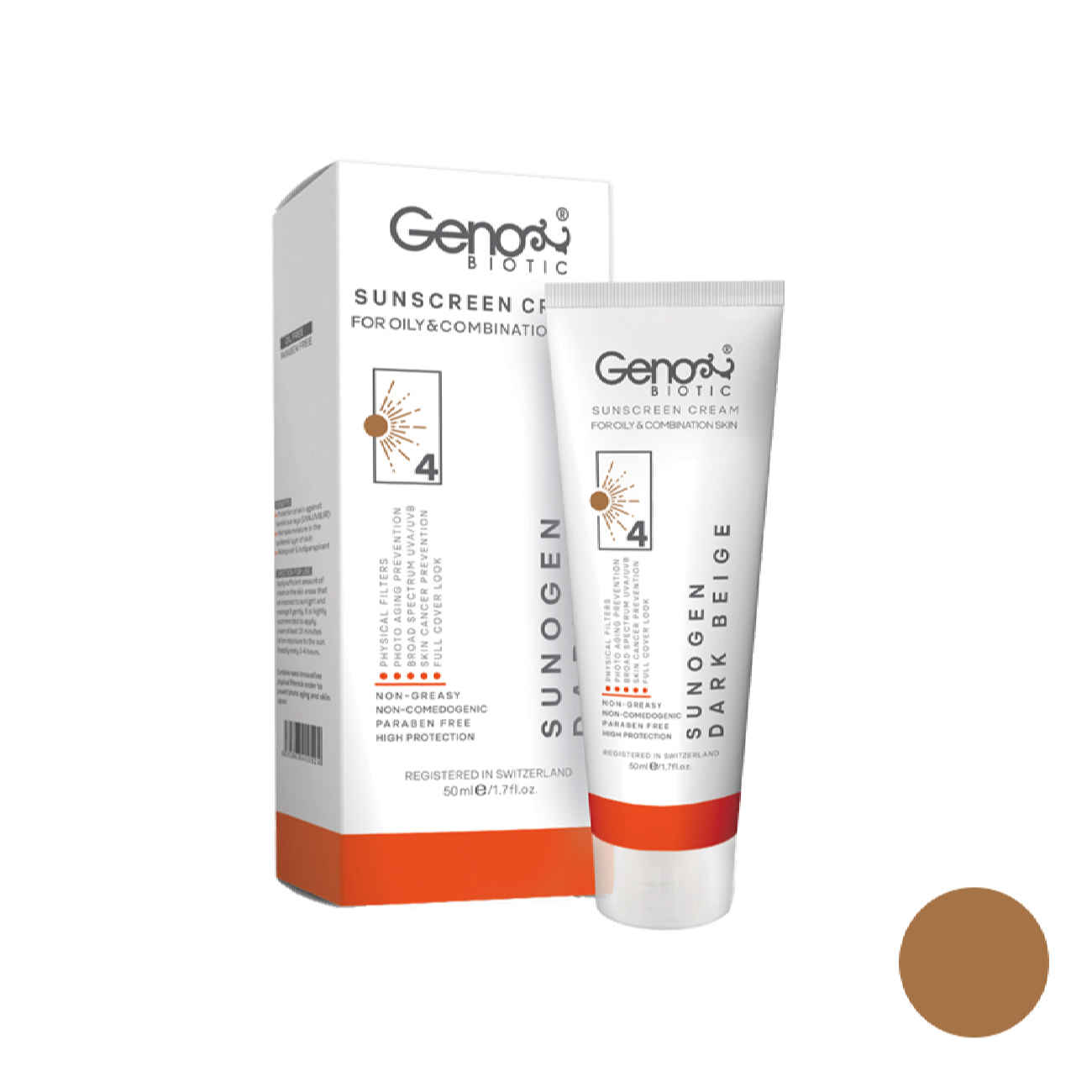 Price and Buy Sunscreen Cream for Oily Skin & Combination – Dark Beige Color – Geno Biotic SPF50 Tinted (pack of 2)
